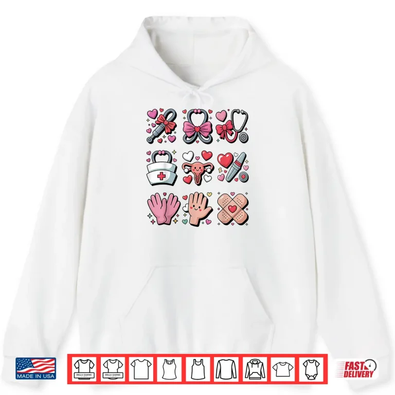 Hoodie Obgyn Nurse Valentines Day Obstetrics Gynecologist LD Heart Shirt 1