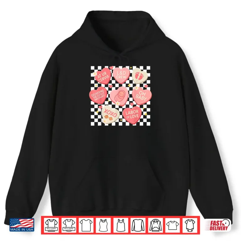 Hoodie Valentine LD Nurse Hearts Xoxo Baby Girl Women Checkered Shirt 1