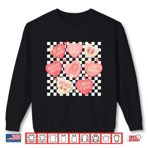 Sweatshirt Valentine LD Nurse Hearts Xoxo Baby Girl Women Checkered Shirt 1