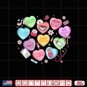 Design Valentine Labor And Delivery Nurse Heart Girl Women Shirt 1