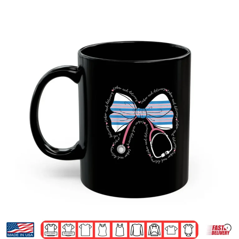 Mug Stethoscope Coquette Bow Baby Blanket Labor And Delivery Rn Shirt 1