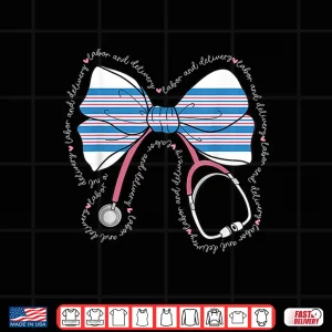 Design Stethoscope Coquette Bow Baby Blanket Labor And Delivery Rn Shirt 1