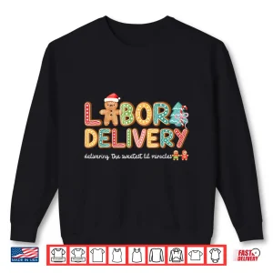 Sweatshirt Groovy Labor And Delivery Christmas LD Nurse Gingerbread Shirt