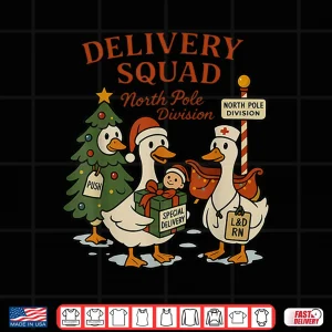 Design Delivery Squad Labor And Delivery Nurse Christmas Goose Ob Shirt