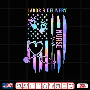 Design Labor And Delivery Nurse LD Nurse Nursing Usa Flag Tie Dye Shirt