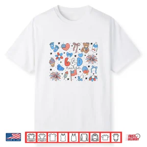 Retro Labor And Delivery Nurse Bear 4Th Of July L&D Nurse Shirt