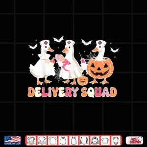Design Delivery Squad Halloween Goose Spooky Labor Delivery Nurse Shirt