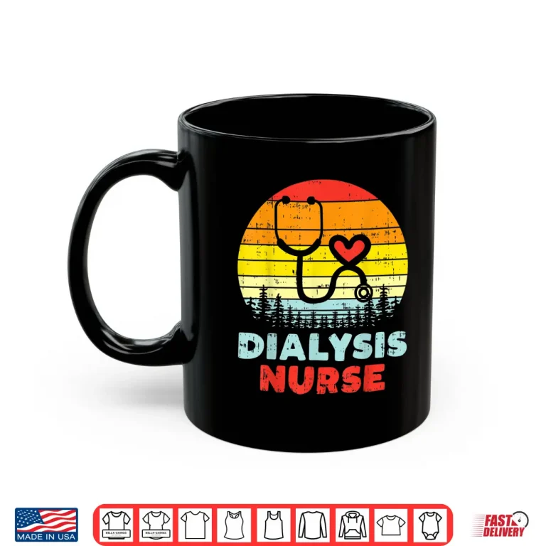 Mug Dialysis Nurse Stethoscope Retro Nephrology Nursing Gift Shirt