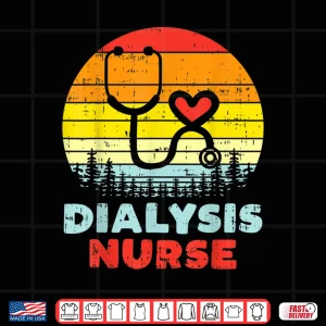 Design Dialysis Nurse Stethoscope Retro Nephrology Nursing Gift Shirt