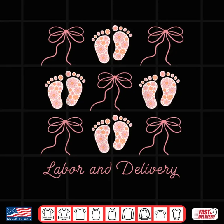 Design Labor And Delivery Nurse Pink Coquette Bow Stork Squad Shirt
