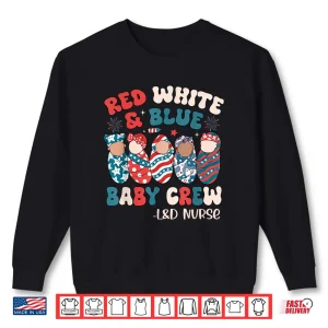 Sweatshirt Retro Groovy Red White Blue Baby Crew LD Nurse 4Th Of July Shirt