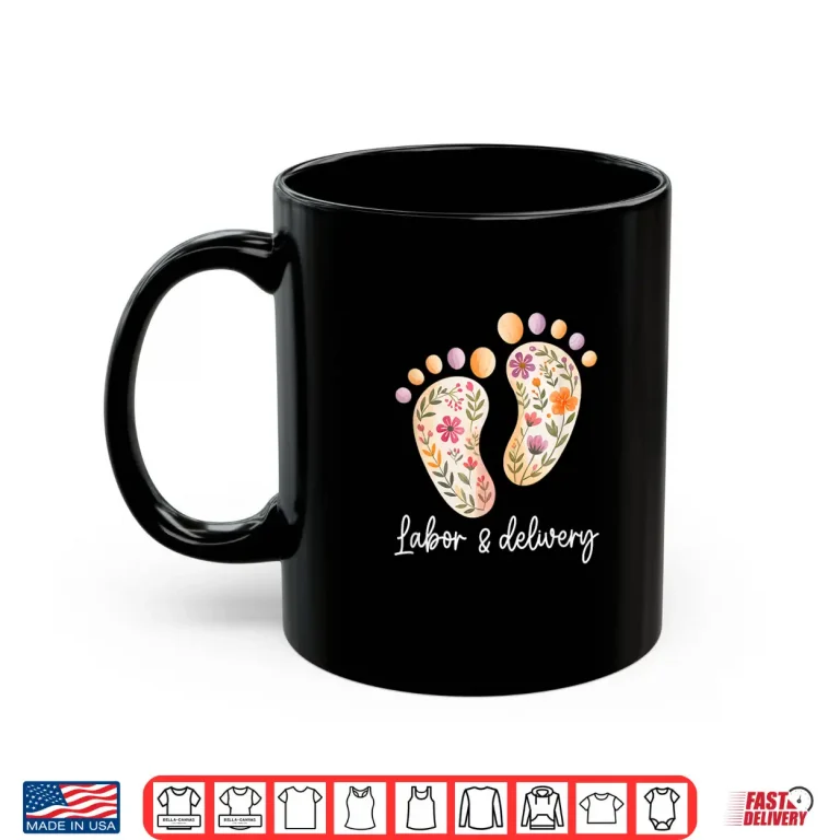Mug Retro Floral Nursing Labor And Delivery Nurse LD Nurse Shirt
