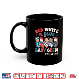 Mug Retro Groovy Red White Blue Baby Crew LD Nurse 4Th Of July Shirt