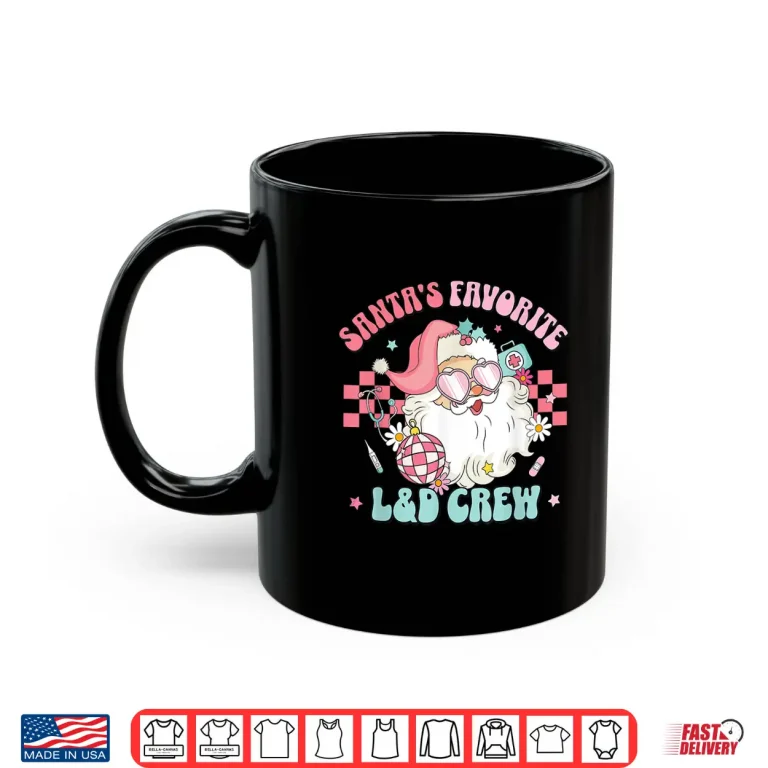 Mug Retro Pink Christmas SantaS Favorite Labor Delivery Nurse Shirt
