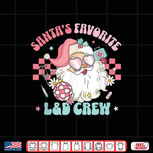 Design Retro Pink Christmas SantaS Favorite Labor Delivery Nurse Shirt