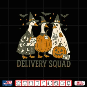 Design Delivery Squad Goose Halloween LD Nurse Spooky Midwife Fall Shirt