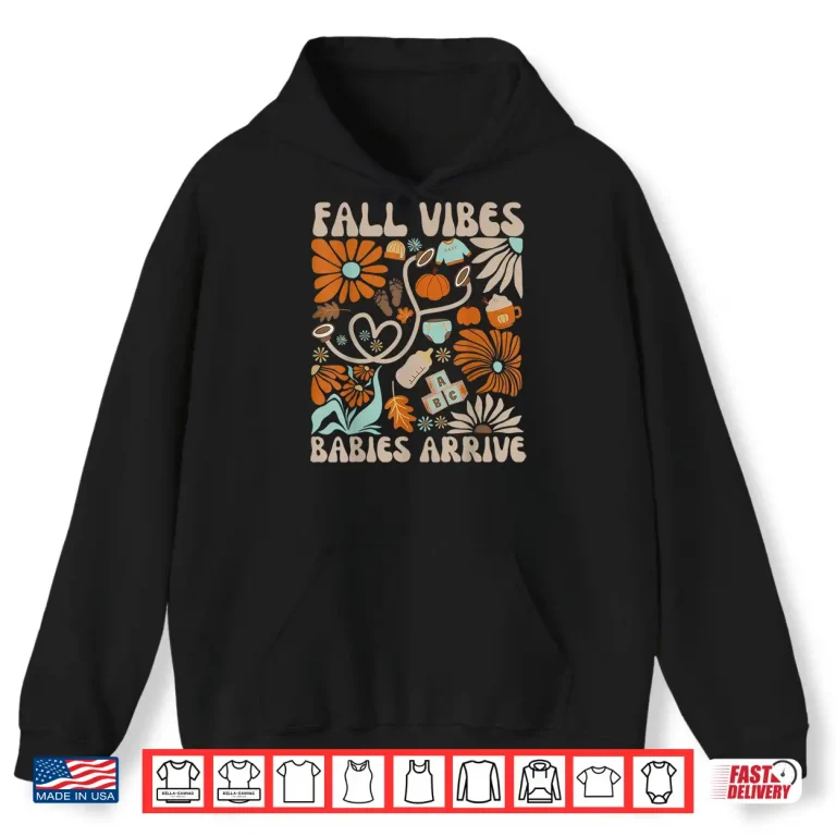 Hoodie Labor Delivery Nurse Boho Floral Autumn Stethoscope Fall Shirt