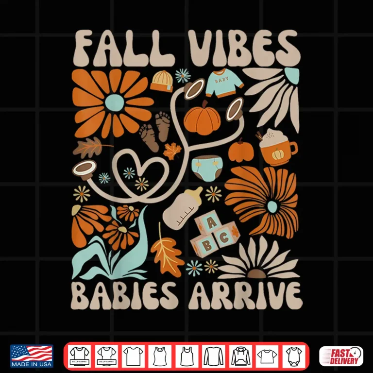 Design Labor Delivery Nurse Boho Floral Autumn Stethoscope Fall Shirt