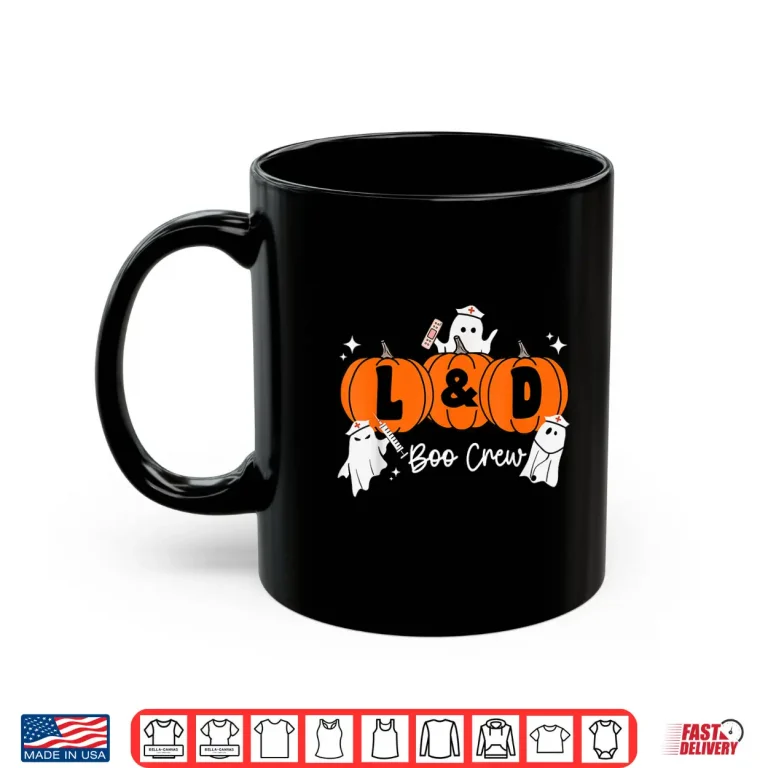 Mug Labor And Delivery Halloween Pumpkin LD Boo Crew Nurse Shirt