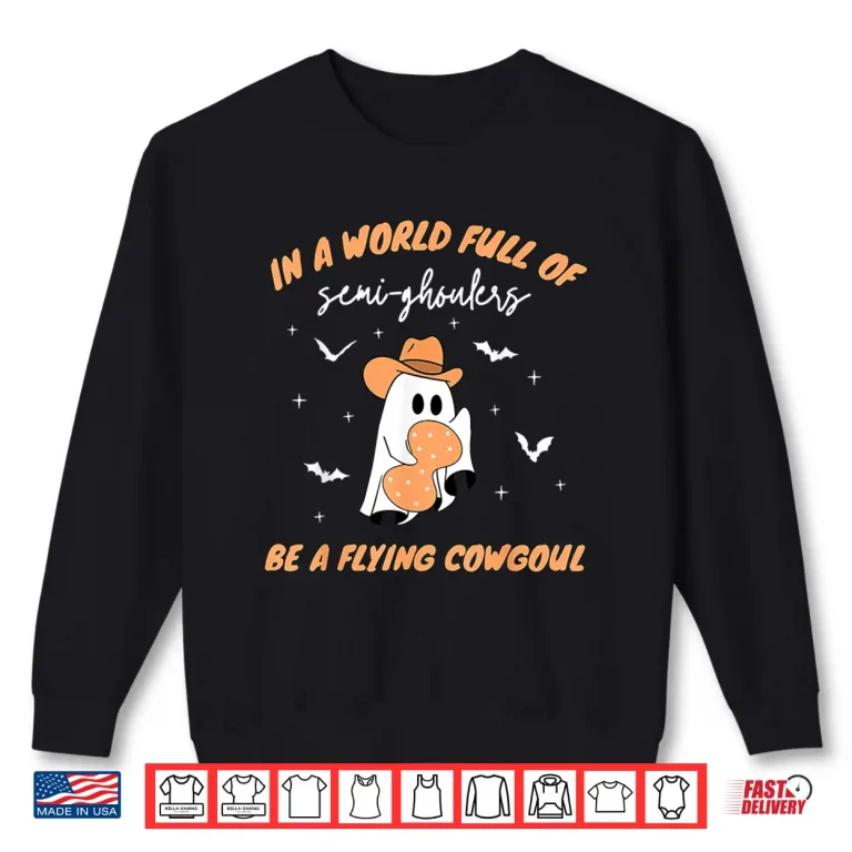 Sweatshirt Labor And Delivery Nurse Halloween Ghost Flying Cowgirl Fall Shirt