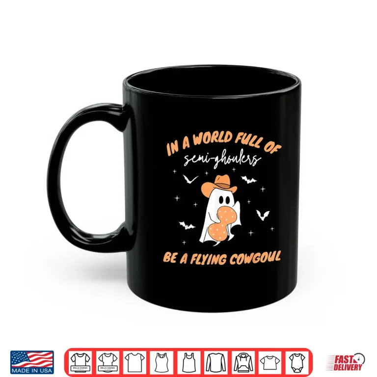 Mug Labor And Delivery Nurse Halloween Ghost Flying Cowgirl Fall Shirt