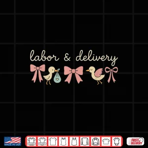 Design Labor Delivery Nurse Coquette Baby Bow LD Nursing Shirt