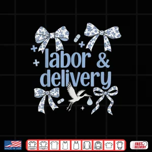 Design Labor Delivery Nurse Coquette Baby Bow LD Midwives Shirt
