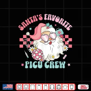 Design Retro Pink Christmas SantaS Favorite Picu Nurse Pediatric Shirt