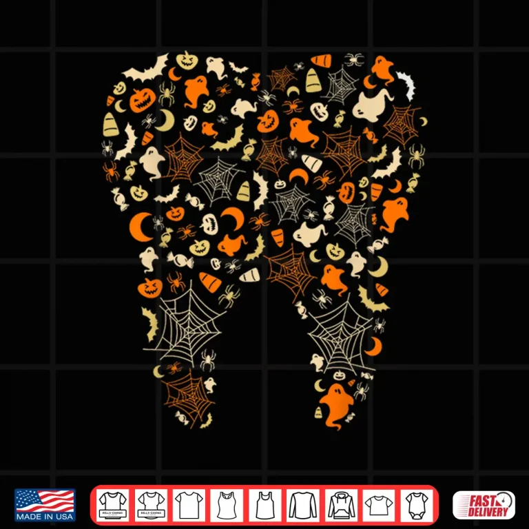Design Ghosts Pumpkins Spider Webs Tooth Dental Squad Halloween Shirt