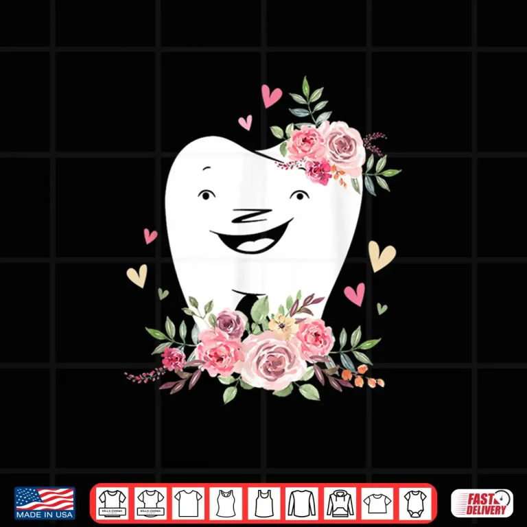 Design Floral Dentist Dental Hygienist Smiling Flower Tooth Shirt