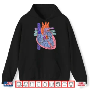 Hoodie Gift For Nurses Heart Chambers Illustration Shirt