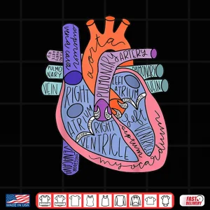 Design Gift For Nurses Heart Chambers Illustration Shirt