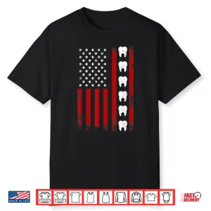 Patriotic Dentist American Flag Usa Tooth Us Flag Dad Shirt