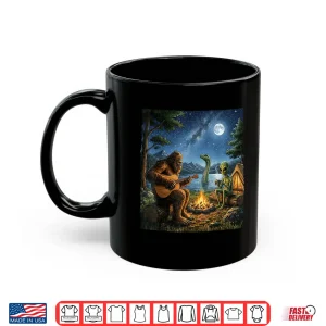 Mug Bigfoot And Alien Loch Ness Campfire Sasquatch Funny Camping Shirt