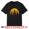 Vintage Retro Sun Sunset Pine Tree Hiking Camping Shirt