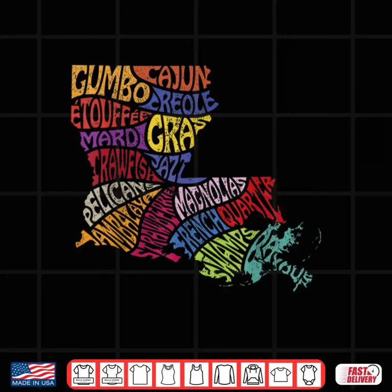 Design Louisiana State Map Tee Mardi Gras Creole Cajun Culture Shirt
