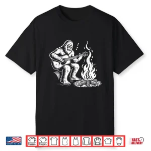 Bigfoot Sasquatch Guitar Campfire Camping Men Women Kids Shirt