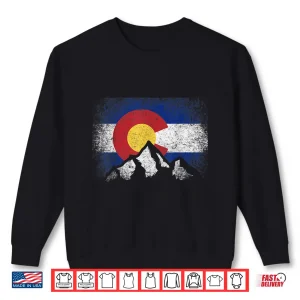 Sweatshirt Colorado Flag Mountain Ski Winter Gift Hiker Hiking Camping Shirt