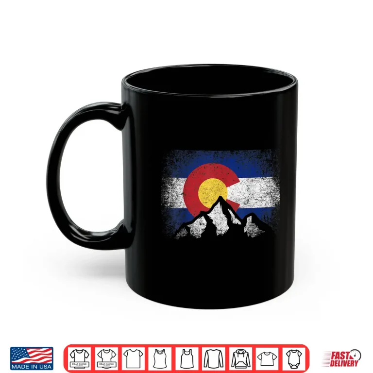 Mug Colorado Flag Mountain Ski Winter Gift Hiker Hiking Camping Shirt