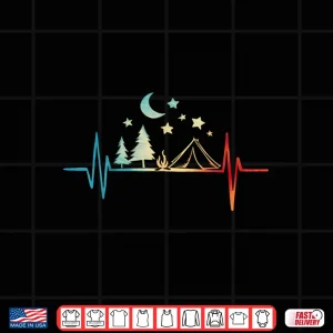 Design Forest Mountains Nature Heartbeat Outdoor Hiking Camping Shirt