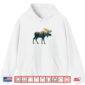 Hoodie Moose Hunting Hiking Outdoor Camping Forest Men Women Moose Shirt