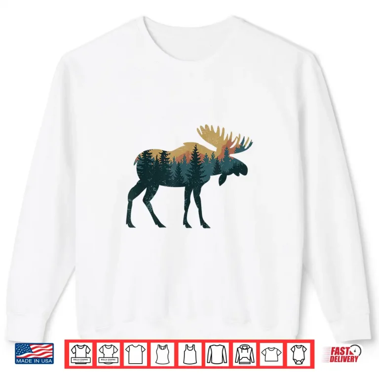 Sweatshirt Moose Hunting Hiking Outdoor Camping Forest Men Women Moose Shirt