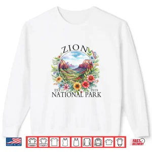 Sweatshirt Retro Floral Zion National Park Hiking Camping Outdoor Shirt