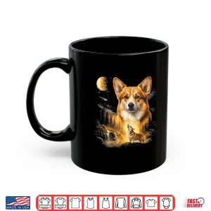 Mug Corgi Howling At The Moon Vintage 90S Retro Style Graphic Shirt