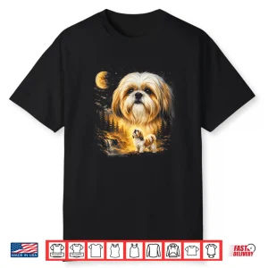 Shih Tzu Howling To The Moon Vintage 90S Funny Dog Graphic Shirt