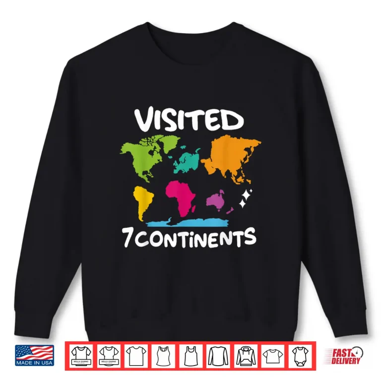 Sweatshirt Visited 7 Continents Explored Colorful World Map Travel Shirt