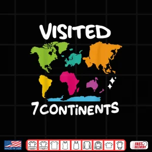 Design Visited 7 Continents Explored Colorful World Map Travel Shirt