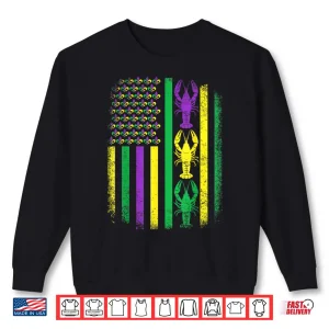 Sweatshirt Retro Mardi Gras Usa American Flag Crawfish Parade Men Women Shirt