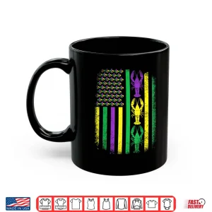 Mug Retro Mardi Gras Usa American Flag Crawfish Parade Men Women Shirt