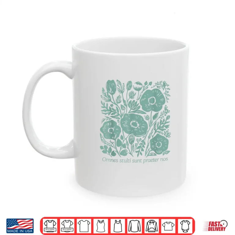 Mug Vintage Botanical Latin Phrase Floral Design Shirt